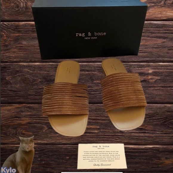 NIB $295 rag & bone | Cameron | Suede Sandals in Camel 10 | Fit Like 8.5 - Picture 1 of 13